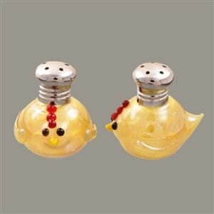 Chicken Shaped Salt and Pepper Shakers by Glass Act